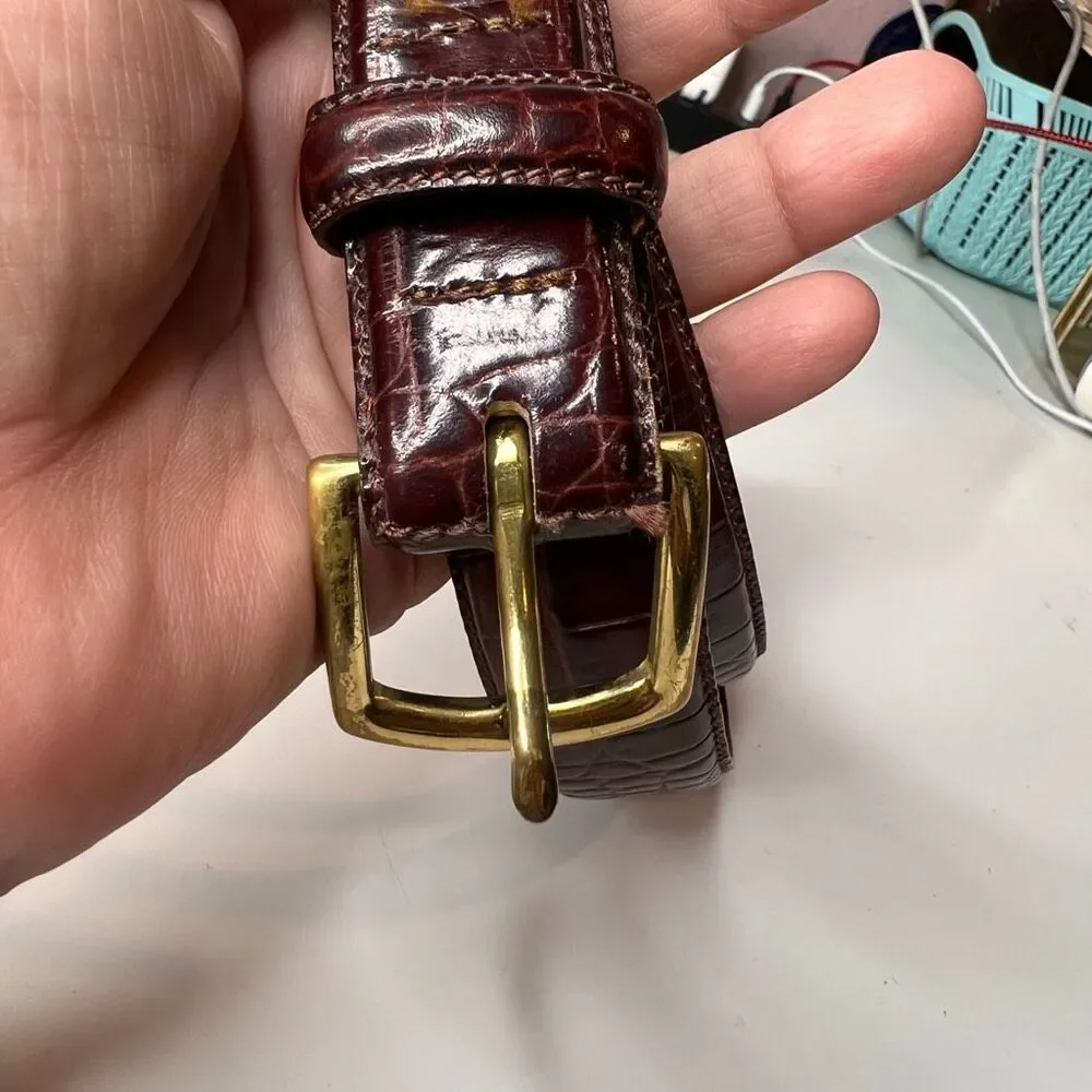 Polo Ralph Lauren leather gold buckle croc textured
